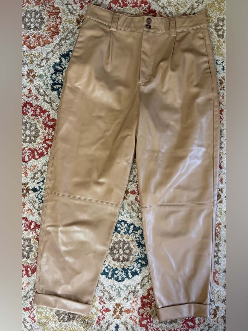 Zara beige/tan faux leather pant